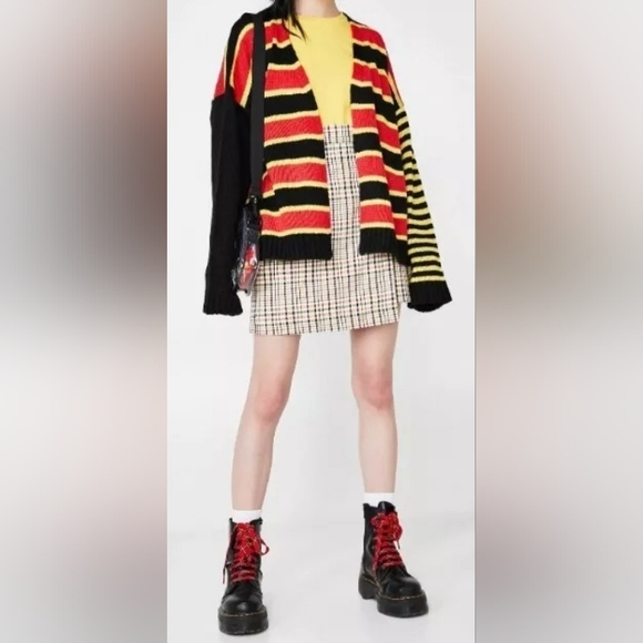 The Ragged Priest Oversized Mixed Stripe Dropped Shoulder Cardigan Size Small - Picture 9 of 9